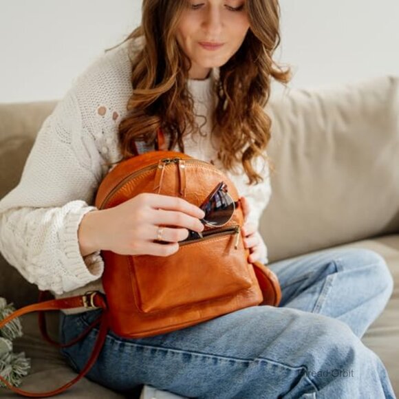Vintage Genuine Leather Backpack Purse, Small Lightweight Women\'s Bag main image 5